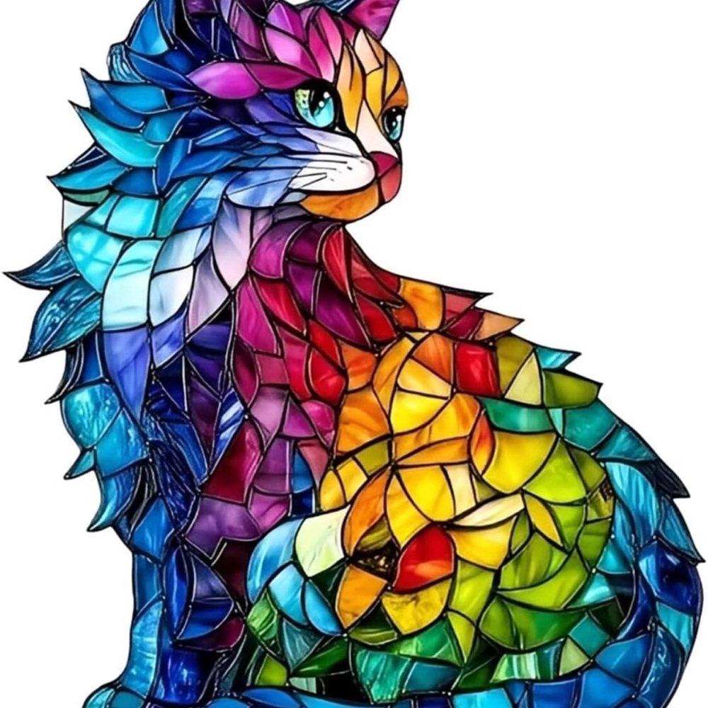 Colorful Acrylic Rainbow Cat Sun Catcher - Picture 3 of 5